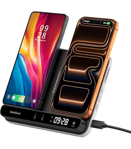 Amazon.co.jp: T2 2 in 1ワイヤレス充電器 2台同時充電パッド Qi急速
