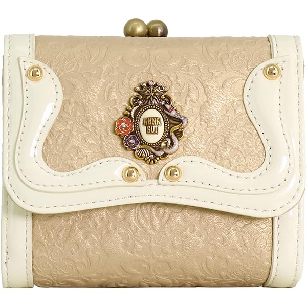 ANNA SUI 財布　三つ折りがま口　ゴールド ANNA SUI ダリア ゴールド 三つ折り がま口財布 メタルチャーム