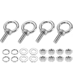 Uxcell M4 3/16" X 2.36" Stainless Steel Eye Bolts – 2 Sets With Nuts & Washers, Shoulder Ring For Lifting & Hanging