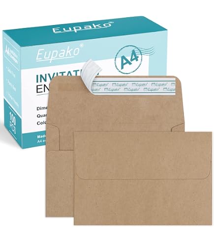 Better Office Products Kraft Envelopes - 100 Pack, 4.25" X 6.25" (A4), Peel & Stick Closure For 4x6 Cards