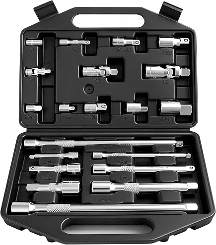 AB Tools 9pc Extension & Wobble Bar Socket Set – 1/4, 3/8, 1/2 Drives, 50-250mm, TE068