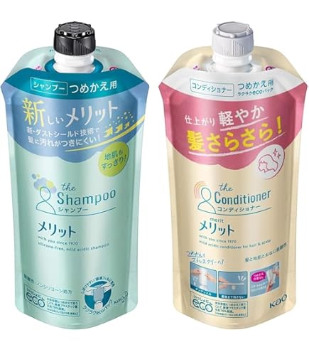 Amazon | ﾒﾘｯﾄ ｼｬﾝﾌﾟｰ ・ ｺﾝﾃﾞｨｼｮﾅｰ ｾｯﾄ つめかえ用 340ml メリット