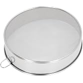 304 Stainless Steel Round Flour Sifter, 80 Mesh Strainer, Large Size Design, Easy to with Anti Stick Coating, Round Flour Str