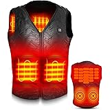 JBHOO 電熱ベスト 電熱ジャケット サイズ調整可能 USB加熱 バッテリー給電 3段階温度調整 5つヒーター 男女兼用 水洗い可能 アウトドア防寒対策 加熱服 ブラック