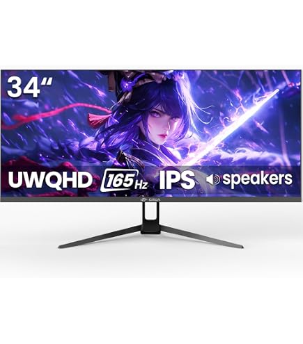 Amazon.co.jp: CRUA 34インチ 湾曲型ゲーミングモニター IPS WQHD