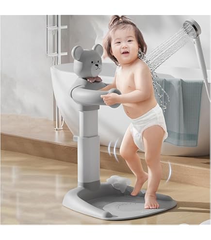 バスチェア 赤ちゃん ベビーシャワースタンド 🎌 折りたたみ式で設置 ... ベビーバススタンド | 立って入浴できるスタンド 男女兼用,高さ調整可能 折りたたみ 滑り止め 幼児用シャワースタンド 0～36ヶ月