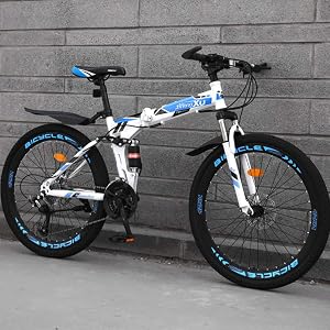 JuinTECH 折りたたみ自転車 マウンテンバイク折り畳み式の24インチホイール可変速ダブル衝撃吸収システム女性の男性…