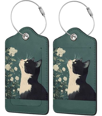 Amazon.co.jp: Akiraki ネームタグ 荷物タグ かわいい ねこ 猫柄