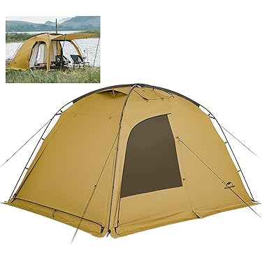 TOP LANDER 4シーズン 煙突付　前室付ドーム/スノースカート付テント 防火ホットテント 2人用防水拡張ドームテント、ストーブジャック