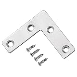 uxcell L字型ブレース ステンレス鋼 フラットブラケット修理 ジョイントファスナー用 ネジ付き 50x50x1.3 mm 8個