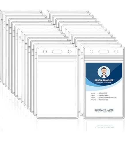 OfficeGear Event Badge Holder [50 Pack] Vertical Hanging Size A6 (4x6 Inch 105x150mm) Plus Printable Inserts - Open Top Vertical Holder For ID Cards, Passports, Delegate, Exhibitor, Visitor Badge - View #9