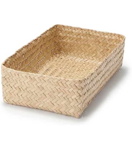 無印良品 重なるラタン長方形バスケット・小