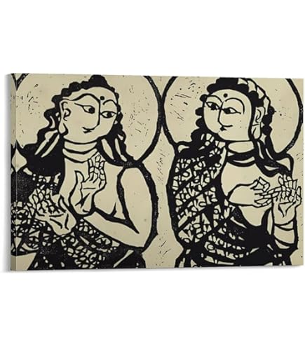 Amazon.co.jp: 棟方志功 額 装 染作 弁財天妃の柵 [額材質:木目調ABS