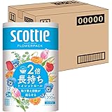 【ケース販売】 スコッティ フラワーパック 2倍巻き(12ロールで24ロール分) トイレット 100mシングル ホワイト ×4パック入り