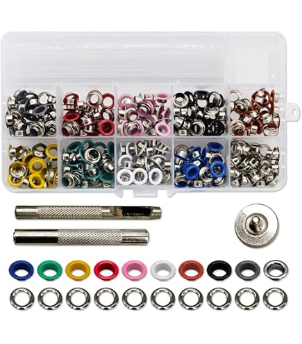 Rainbow Metal Eyelets Kit – 100 Sets, 10mm Inner Diameter, Multi-Color, For DIY Leather & Fabric - View #8