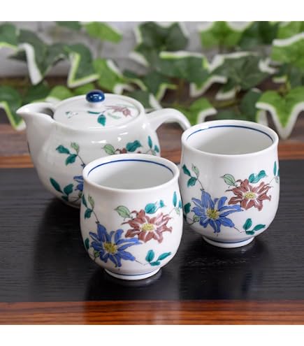 Amazon.co.jp: 九谷焼 九谷洋山作茶器セット 金欄手 急須 湯呑み茶碗 