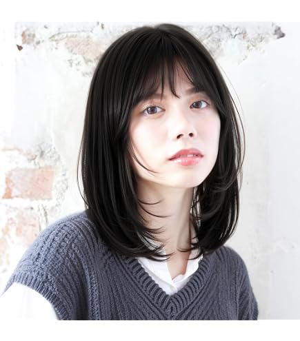 Amazon.co.jp: HAIRCUBEフルウィッグ人毛100％ セミロング パーマ
