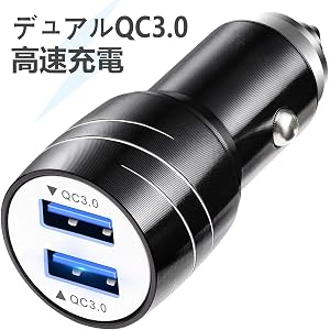 Dothnix シガーソケットusb 2ポート quick charge 3.0 36W 12V-24V ブラック
