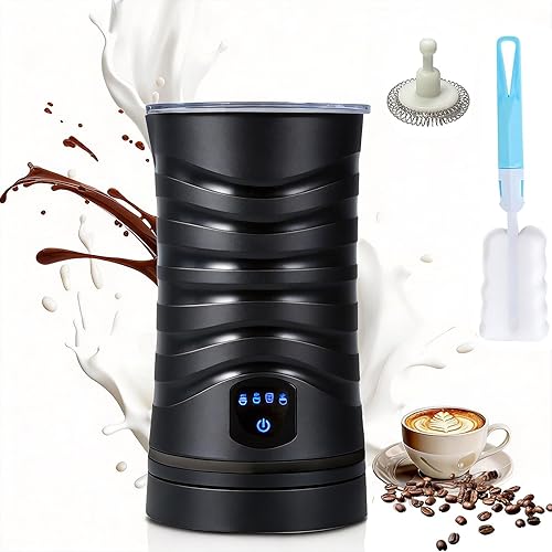 Stylora Milk Frother, 4-in-1 Hot & Cold Foam Maker, 240 mL/8.1 oz Black Automatic Warm and Cold Foam Frother, 400W Electric M