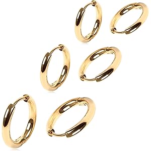 Adelina Style(アデリナスタイル) フープピアス 幅2.5mm メンズ レディース 両耳用 リングピアス ス…