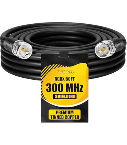 Foboiu RG8x Coaxial Cable 60 Ft - CB Antenna Cable With PL259 Connectors For Radios, SWR Meters & Antenna Tuners