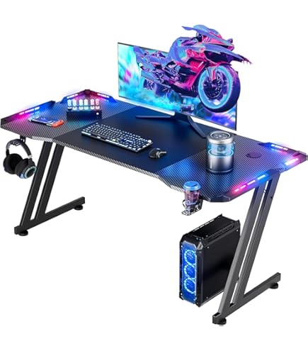 Amazon | ゲーミングデスク パソコンデスク K字 机 pcデスク 配線穴