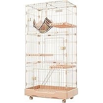 新品　キャットケージ　キャットゲージ　多機能　ケージ　高さ142cm ベージュ JPJieAnXin 猫ケージ キャットケージ 2段 スリム 大型猫用 幅76