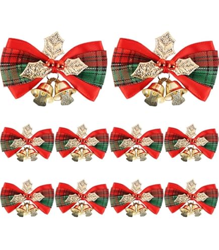 Amazon.co.jp: クリスマスリボンとベル ミニクリスマスツリーリボン
