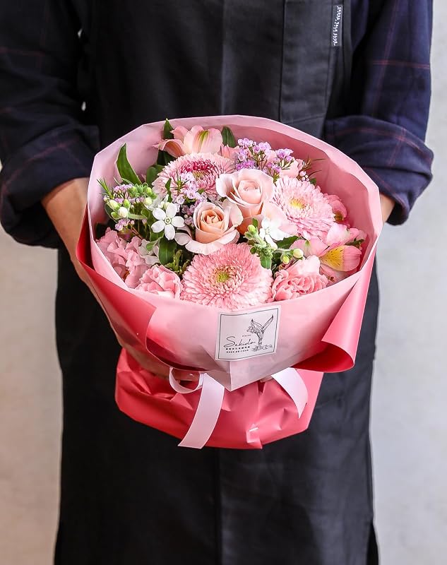 花束 生花 ブーケ Mサイズ ピンク 花 フラワー 誕生日 母の日 プレゼント ギフト ラッピングしてお届け 結婚記念日 お祝い 父の日 秦野市の花屋 フローリストせきど 総理大臣賞受賞デザイナー監修