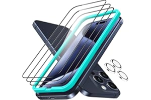 ESR いPhone15pro フィルム (3枚)+カメラフィルム(1枚) 全面保護 強化ガラス iPhone 15 pro ガラスフィルム 簡単取り付けツール付き 硬度9H 軍事規格の飛散防止力 耐衝撃 自動吸着 気泡防止 指紋防止 Armorit