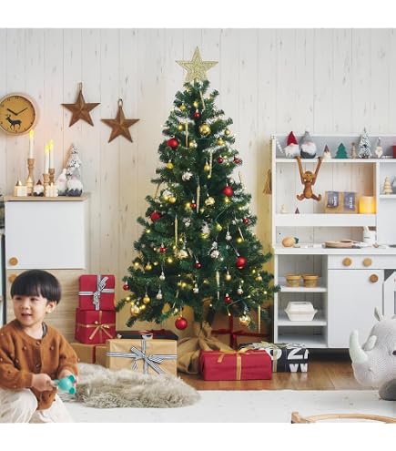Amazon.co.jp: クリスマスツリー 150cm 枝数450本 暖色LEDライト