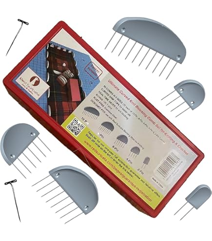 Red Suricata Blocking Mats For Knitting & Crochet - Extra Thick Boards With Grid And 50 T-Pins