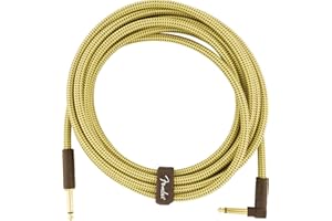 Fender Deluxe Series Instrument Cable, Guitar Cable, Guitar Accessories, Straight/Angle, Tweed, 15ft