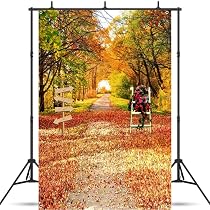 Amazon | Qinunipoto 秋の背景布 秋の森 写真背景 1x1.5m 秋 撮影用