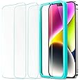 【米軍規格の保護】ESR iPhone14 / 13 / 13Pro 用 ガラスフィルム 画面 保護フィルム 気泡なし 頑丈 耐衝撃 強化ガラス 傷防止 取り付け簡単 ガイド枠付き 3枚入り 6.1インチ