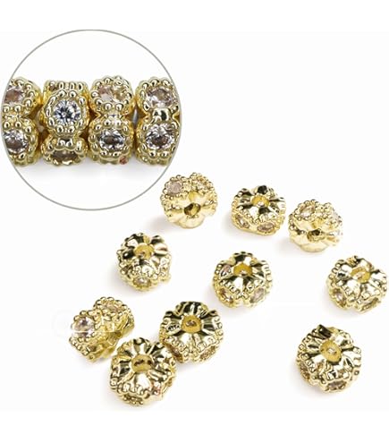 Amazon | 約16個/箱 ゴールド 4種類 真鍮ビーズ ジルコニア ライン