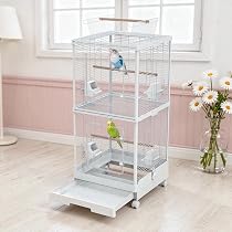 Amazon | Yulezen 鳥かご バードケージ 2段 ホワイト 高さ100cm