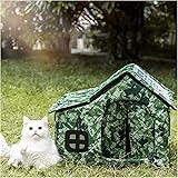 Ouriken 猫 ハウス 冬 猫ハウス 犬 ハウス ペットハウス 犬 室内 屋外猫ハウス 外猫ハウス 屋外用 防水 防寒 折りたたみ式 小屋 猫ハウス ドッグハウス オールシーズン 中型犬 小型犬用 39*34*34Cm グリーン