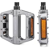 自転車 ペダル フラットペダル リフレクター付き 9/16インチ アルミ製 (KO-1020)