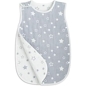 TWONE(トォネ)スリーパー ベビー 赤ちゃん 寝袋 6重ガーゼ (商標2019-054598) 女の子 男の子 オーガニックコットン100% 柔らかく お昼寝 寝冷え防止 通気性 新生児～3歳まで 出産お祝い ギフト (グレー)