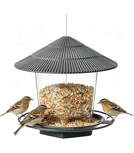 Amazon | バードフィーダー 野鳥用 餌台 屋根付き 自動給餌 約1kg 大