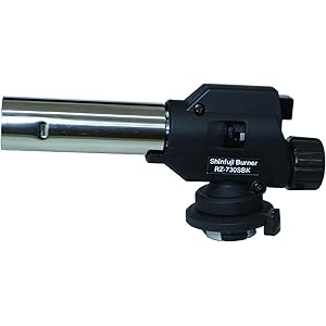 【Amazon.co.jp 限定】新富士バーナー パワートーチ ガスバーナー 日本製 炙り調理 溶接 火力調節 火口径:22mm 小型 ブラック RZ-730SBK