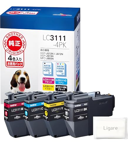 Brother DCP-J577N プリンター 本体 LC3111 4PK付き Amazon.co.jp: ブラザー工業 【brother純正】インクカートリッジ4色