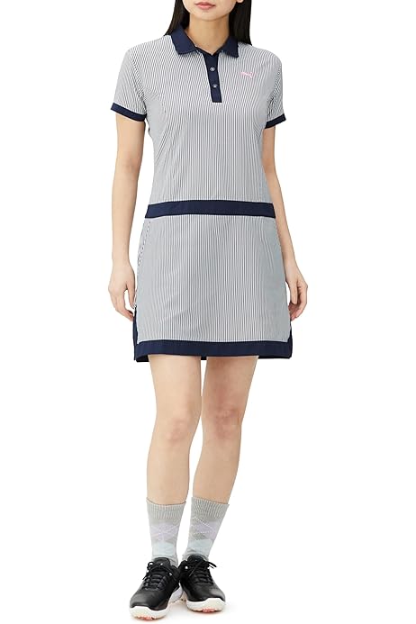 完売　M プーマ ゴルフウェア ワンピース ボーダー 半袖 ポロドレス Amazon.co.jp: [プーマ] ゴルフシャツ ゴルフ W シーズナル
