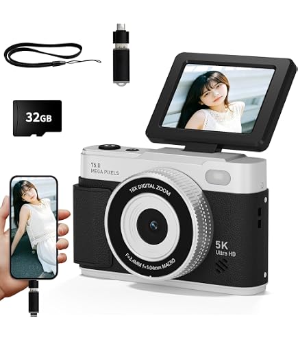 Amazon | デジタルカメラ 5K スマホに送れる デジカメ 5600万画素 64GB