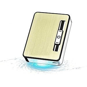 シガレットケースシガレットライター付きアルミシガレットケース2in 1防風フレームレス充電式電子シガレットライター男性に…