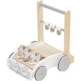シンセーインターナショナル おしぐるま こいぬ 木製手押し車 くるくる回るおもちゃ付き 傷を防ぐクッションバンパー付き