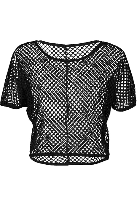 Through Fishnet T-Shirt Crop Top 