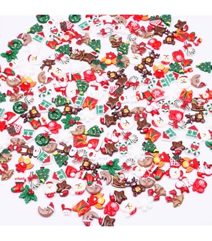 40-teiliges Set Weihnachts-Cabochons – 10 Verschiedene Motive (Schneemann, Elch, Weihnachtsbaum…) – Für DIY, Schmuck & Deko