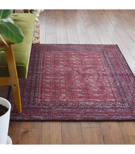 かのともこ】シャビーレッドの上品メダリオンラグ No.562 かのともこ